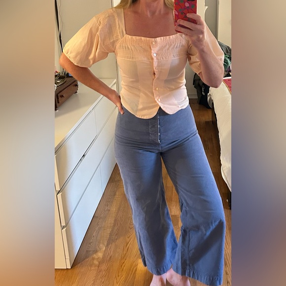 True Vintage Puff Sleeve Creamsicle Blouse Top - Picture 9 of 9